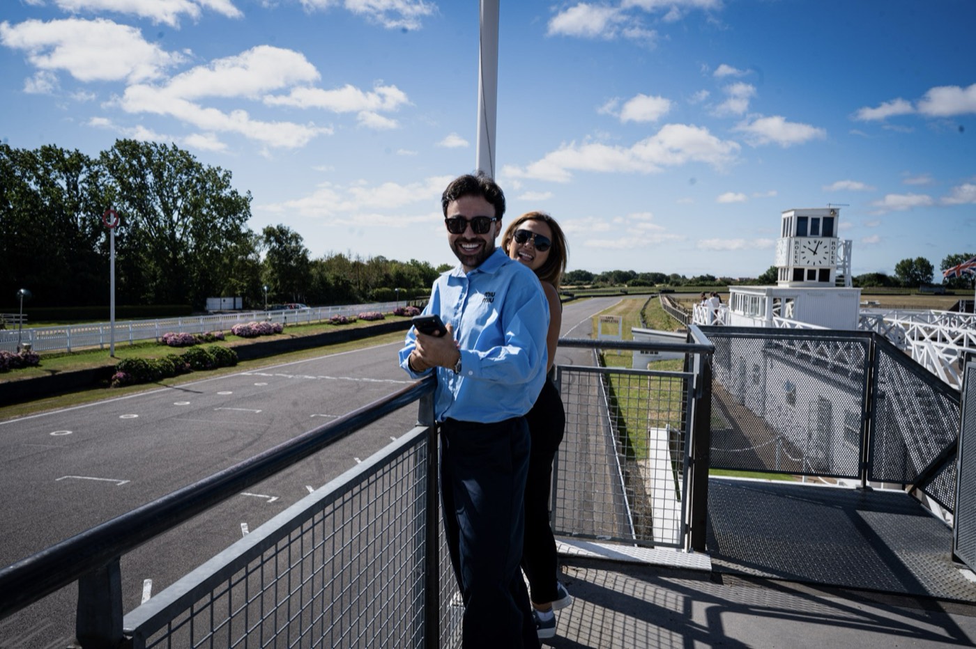 The wype team on the balcony above the Goodwood start line