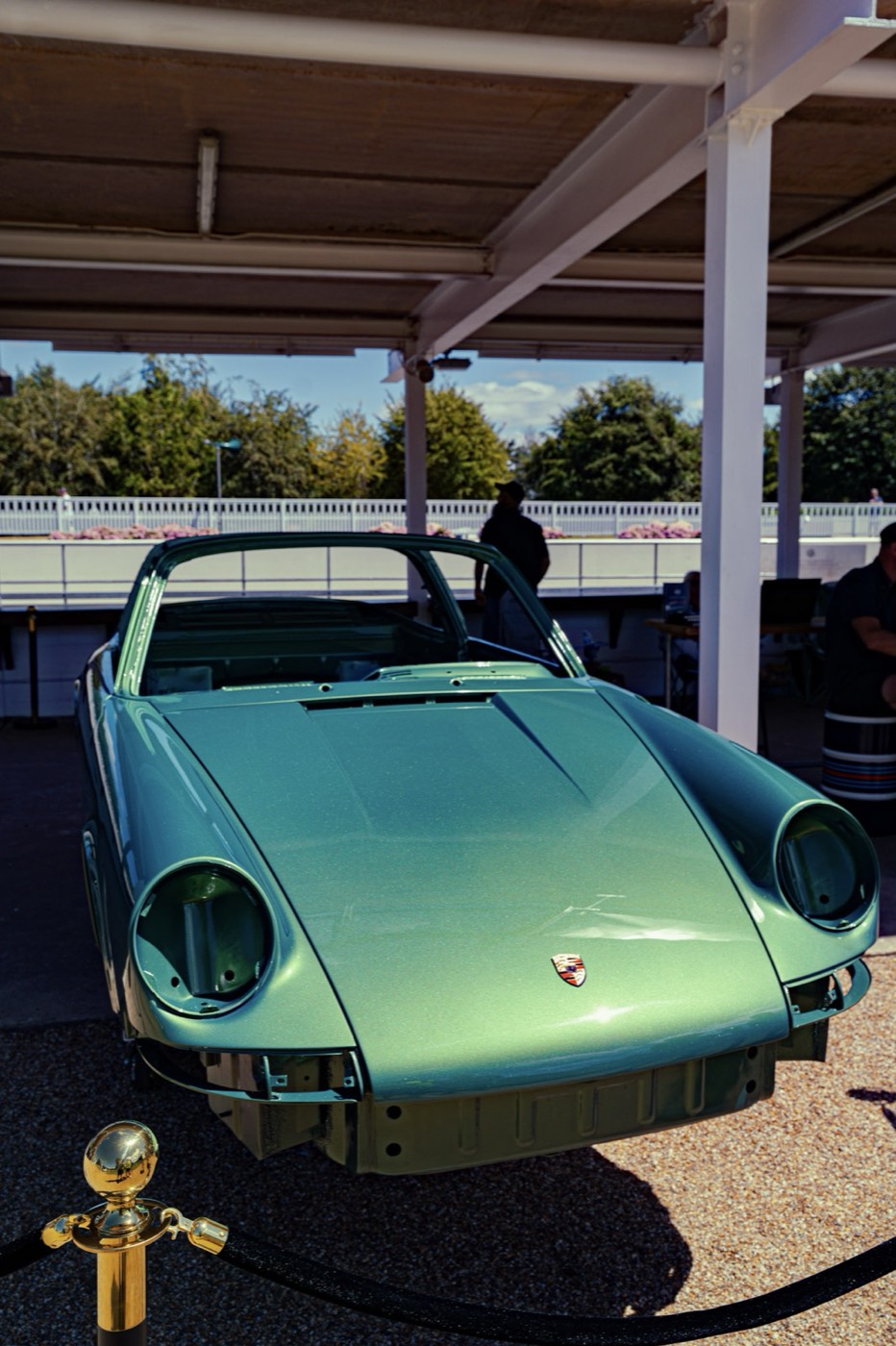 Classic Porsche 911 body shell on display